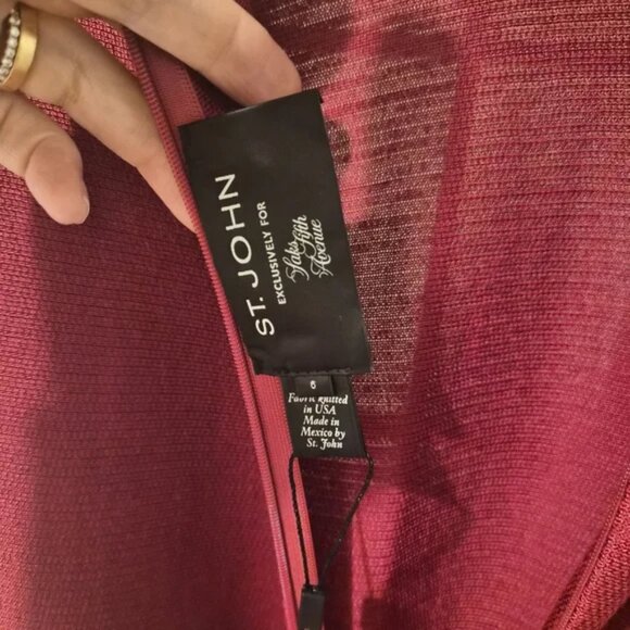 ST. JOHN Wool-Blend Knit Sheath Dress Cardinal Red NWT Sz 6 - Picture 11 of 12